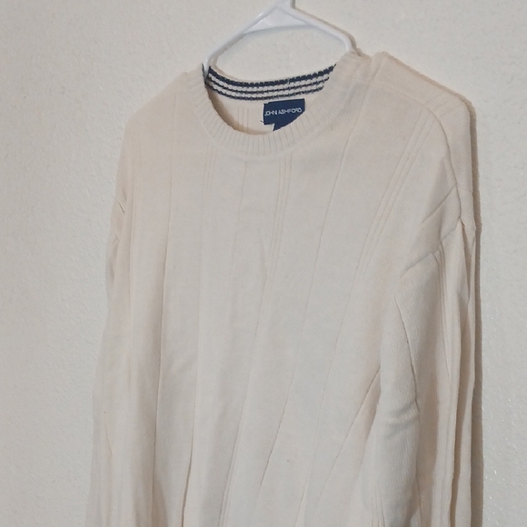 "Make Offer" John Ashford Cream Crewneck Sweater Fine Knit - Picture 3 of 4